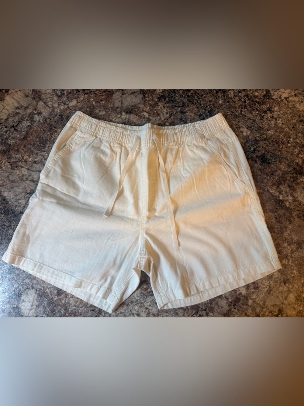 Cotton On Cream Drawstring Linen-Blend Flat Front Shorts